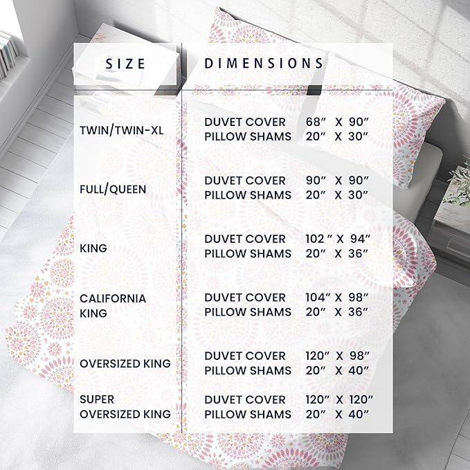 Kotton Culture 3 Pc Twin Size Duvet Cover Set- 100% Egyptian Cotton Sateen 600 Thread Count Ultra Soft Premium Durable Comforter Cover Zipper Closure & Corner Ties (Mandala, Twin/Twin XL 68" X 90")