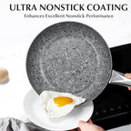 KOCH SYSTEME CS 11" Grey Non stick Granite Stone Frying Pan with Lid, Toxin-free Granite Nonstick Coating Cookware, Ultra Nonstik Skillet with Stainless Steel Handle, Oven Safe&All Stovetop Compatible