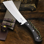 BA-KOR (Pioneer ) (14.6") DC53 steel 6mm thickened full Tang fixed knife+ Wooden sheath &(5.9IN) Cerium Igniter, suitable for outdoor hunting, cutting, chopping, camping, obstacle removal, exploration, fishing, EDC, BBQ (Sanding finish version)