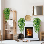Sggvecsy Fake Hanging Plants 2 Pcs Artificial Hanging Plants Fake Ivy Vine Faux Pothos Vines Artificial Ivy Leaves Greenery Plant for Room Patio Home Indoor Outdoor Shelf Wall Garden Decor(No Baskets)