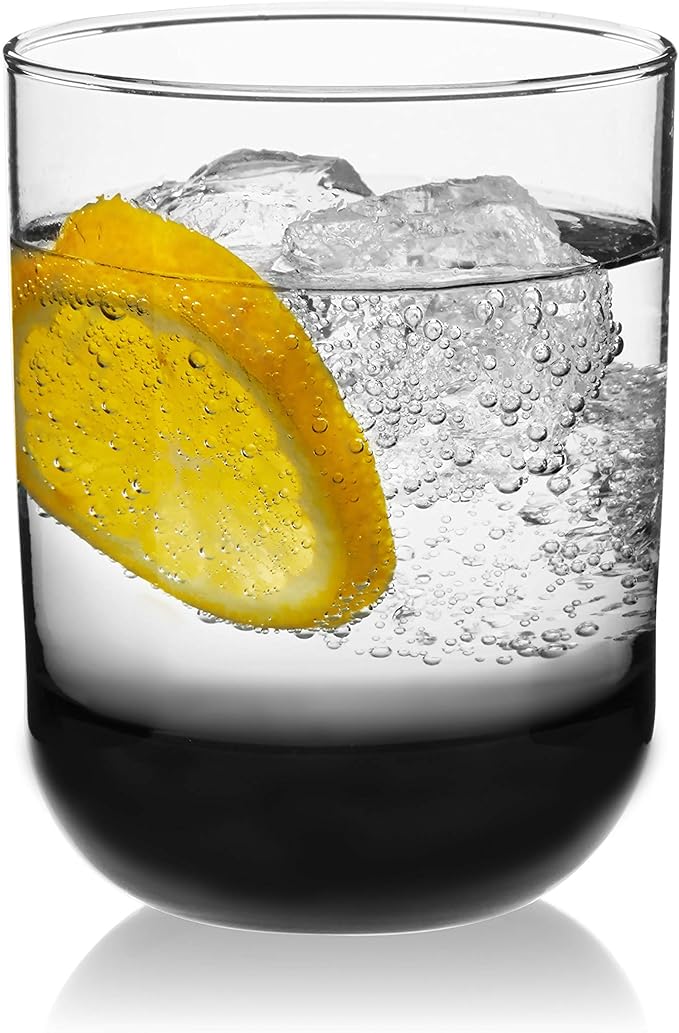 Libbey Polaris Tumbler and Rocks Glass Set, Smoke Hue Drinkware Glasses Set, Lead-Free Tall Water Glasses with Modern Clean Lines, Dishwasher Safe Drinking Glasses Set of 16