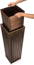 H Potter Tall Outdoor Indoor Planter Patio Deck Flower Ribbed Garden Antique Copper Finish Large