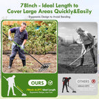 Seeutek Lawn Leveling Rake, 35” x 10” Lawn Leveler with 6.5FT Stainless Steel Handle Rakes for Lawns, 0-180° Adjustable Ground Leveler Tool for Yard, Level Soil Sand Dirt Surfaces