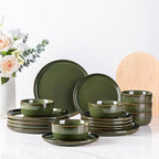 AmorArc Stoneware Dinnerware Sets,Round Reactive Glaze Ceramic Plates and Bowls Set,Highly Scrath Resistant | Dishwasher & Microwave Safe Dishes,Service for 6 (18pc)