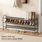 KEETDY 3-Tier Long Shoe Rack for Closet Metal Shoe Organizer for Entryway, Wide Stackable Shoe Storage Shelf with Sturdy Wire Grid for Closet Floor, Bedroom, Black