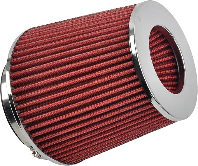Universal Clamp On Air Intake Filter fits 3 In /3.5 In /4 In Three Different Size, Cone Air Intake Filter-Red