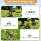 Donepart Stand Up Weed Puller Tool, Long Handle Weeder & Hand Weeder Fork Set - 46" No-Bend Deep Root Remover for Lawn, Garden & Yard, Seniors & Bad Back Friendly, Fits 5'2"-6'2", Bamboo Handle