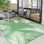 Pauwer Waterproof Outdoor Rug 6x9, Reversible Plastic Straw Patio Camping Rug, Indoor Outdoor RV Mat Carpet for Deck, Camper, Porch, Balcony, Backyard, Picnic, Leaf Green