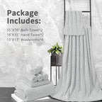 8-Piece Premium Towel Set for Bathroom|2 Oversized Large Bath Sheet,2 Hand Towels,4 Washcloths|Soft Cozy Highly Absorbent Fast Dry Microfiber Shower Towel Set for Hotel Bathroom Essentials,Grey