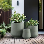 Kante 15.3"+11.6"+8.2" Dia Round Concrete Planter, Large Outdoor Indoor Planter Pots Containers with Drainage Holes and Rubber Plug for Home Garden Patio, Mint Green
