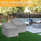 WLEAFJ Outdoor Chair Covers Waterproof, Gray Lawn Patio Furniture Covers, Heavy Duty Wicker Garden Sofa Chair Cover, 2 Pack - 29" W x 30" D x 36" H