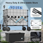 Homebetta Collapsible Wagon Cart, 450LBS Heavy Duty Collapsible Wagon with Brake, All-Terrain Wheels, Removable Fabric Cover, Adjustable Capacity 150L–300L for Garden, Moving, Glamping, Beach, Gift