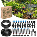 Spalolen Push-to-Connect Drip Irrigation System Kit, 2-Zone Garden Watering System with 50FT 1/2" Mainline, Leak-Resistant Quick Connect Fittings, Adjustable Emitters for Raised Beds, Greenhouse