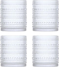 Fortessa Jupiter Beaded Hobnail Glass, 10 Ounce Double Old Fashioned (Set of 4), Clear