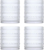 Fortessa Jupiter Beaded Hobnail Glass, 10 Ounce Double Old Fashioned (Set of 4), Clear