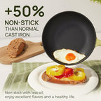 KOKHUB Non Toxic Frying Pan Set 3 Piece, Titanium Enameled Cast Iron Skillets, 8" 9.5" 11" Non Stick PFOA Free Cooking Pans, Dishwasher & Oven Safe Cookware, All Cooktops Compatible, Sage Green