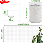 Trellis Netting 6.5 x 350 ft Heavy Duty Polyester Plant Support Netting White - 6 Inch Garden Rope Trellis on Roll - Mesh Twine for Growing Vine Climbing Plants, Flowers, Peas, and Tomatoes.