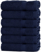 Chakir Turkish Linens 100% Cotton Premium Turkish Towels for Bathroom | 13'' x 13'' (6-Piece Washcloth, Navy)