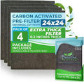 Breathe Naturally Universal Cut To Fit Carbon Activated Air Filter - Replacement Charcoal Filters - Pre Filter Carbon Sheet for Air Purifier, Vent Filters & More - Made in USA (Pack of 4, 24x24)