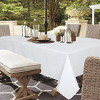 Outdoor Tablecloth Wrinkle-Free Stain Resistant Waterproof Polyester Fabric Table Cover with Zipper Umbrella Hole for Picnic/Party/Dinner/Patio Garden(60×84inch,Zippered,White)