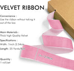Pink Velvet Ribbon 1'' 25 Yards for Christmas Tree, Gift Wrapping, Flower Bouquet, Wreath Decorations, Bow Making