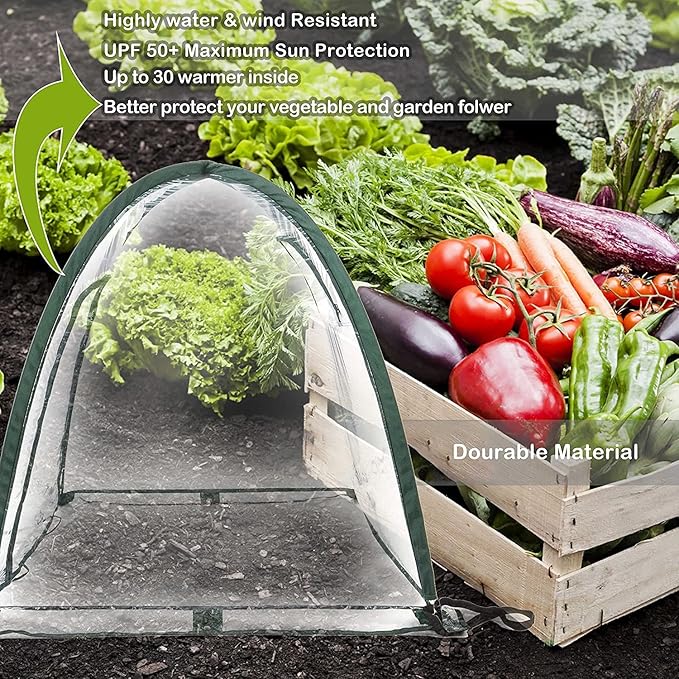 Porayhut Pop Up Greenhouse Cover Flower House,Pack of 3,Mini Gardening Plant Sunshine Room,Backyard PVC Cover for Cold Frost Protector Gardening Plants