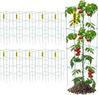 VEVOR Tomato Cages, 11.8" x 11.8" x 46.1", 10 Packs Square Plant Support Cages, Green PVC-Coated Steel Tomato Towers for Climbing Vegetables, Plants, Flowers, Fruits