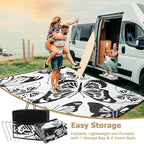 Beeiva Butterfly Outdoor Patio Rug 9x12, Waterproof Reversible Plastic Straw Rug, Outside Mats for Camping, Deck, Balcony, Backyard - Black & White