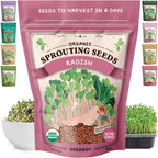 Seedboy Organic Non-GMO Radish Seeds for Sprouting - USA Grown Microgreens Sprouting Seeds - 8 oz Bag Makes 8 Quarts / 24 Servings (Daikon Radish)
