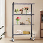 4-Tier Adjustable NSF-Certified Metal Shelf 36L x 14W x 62H Wire Shelving Unit Storage with Wheel for Small Places Restaurant Garage Pantry Kitchen Garage Rack,Black