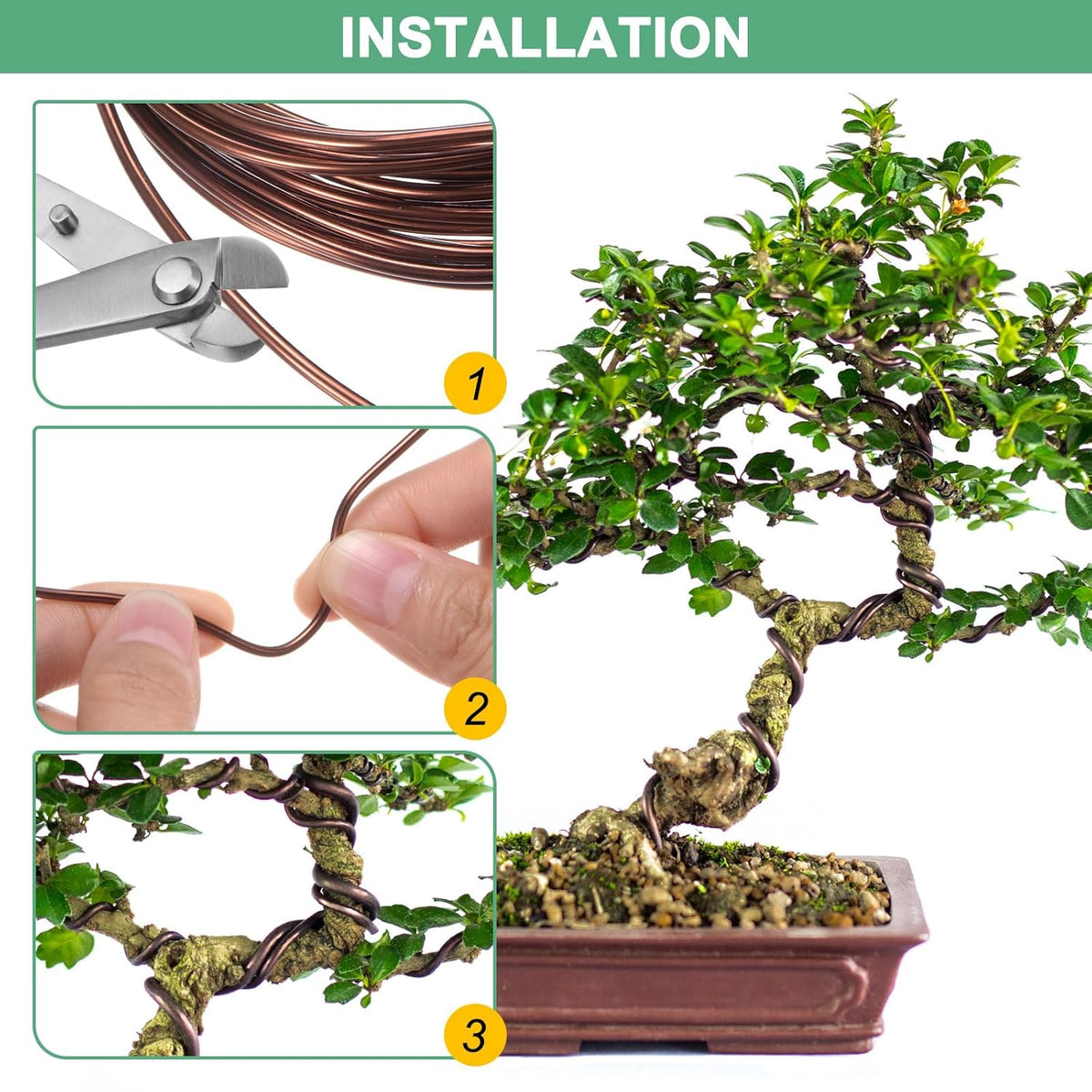 2.5mm Bonsai Training Wire, 16.4 Feet Total Anodized Aluminum Bonsai Wires for Bonsai Tree Shaping/Branches Fixing/Trunk Holding/DIY Crafting [Silver]
