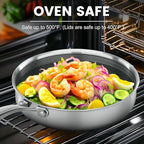 Non Stick Frying Pans,Hybrid Frying Pan with Lid,Non Toxic Frying Pans Nonstick,Stainless Steel Skillet,Dishwasher and Oven-Safe,Compatible with All Cooktops, 2-Piece Set (7.8+11in)