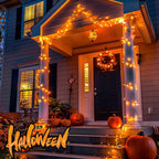 JMEXSUSS Halloween Lights: 132ft 400 LED Orange Halloween Outdoor Indoor String Lights Plug in - Orange Lights for Halloween Christmas Decorations