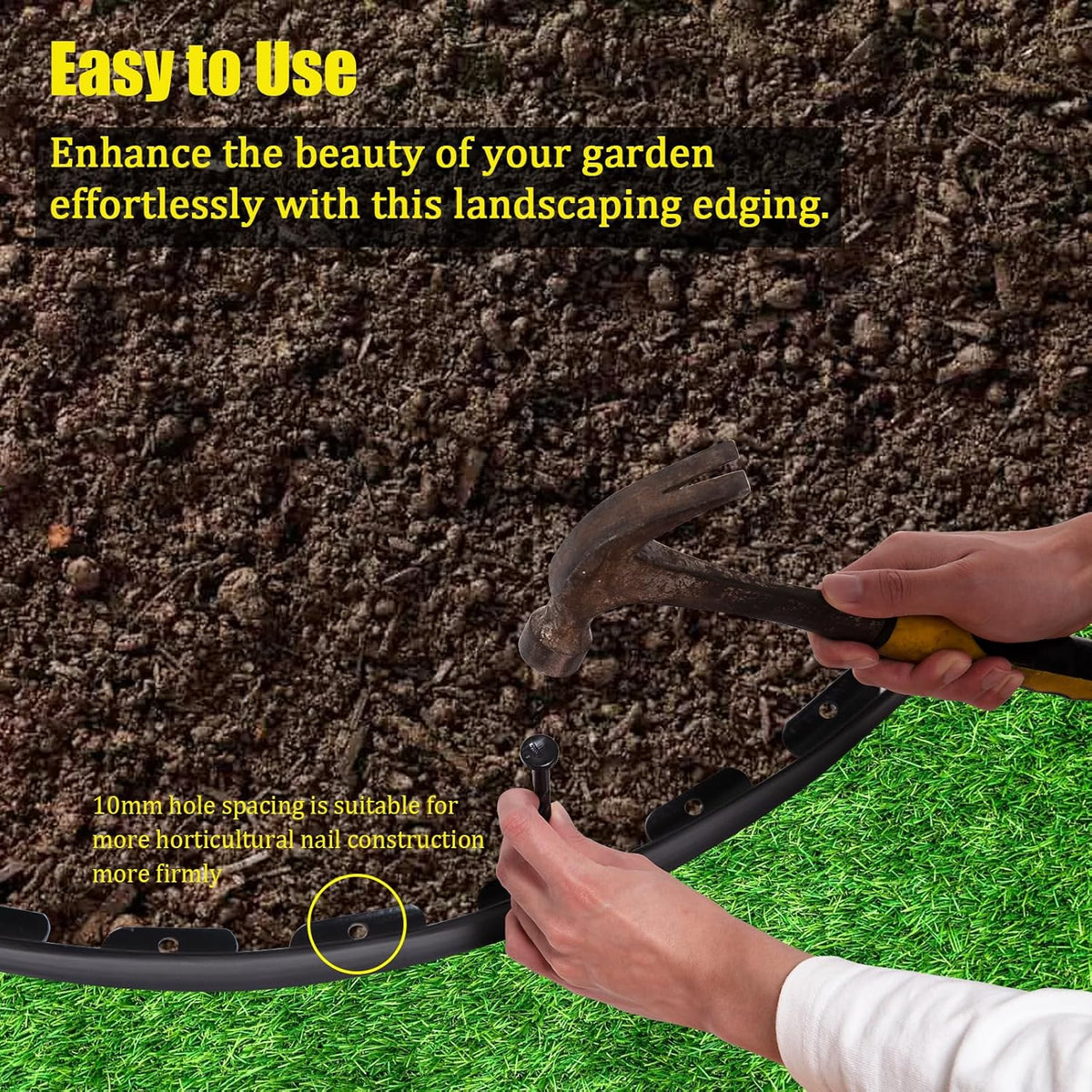 Landscape Edging 2 Inch Tall 100 FT, Garden Edging Border with 5 Pcs Connectors and 60 Pcs Anchoring Spikes for Garden Flower Beds Yard Lawn