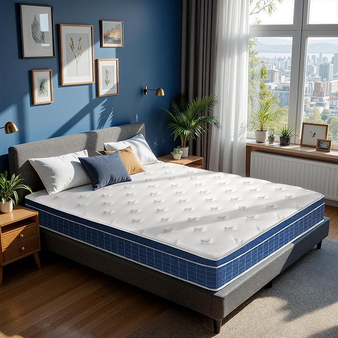King Size Mattress in a Box 12 Inch Memory Foam Hybrid Mattress with Pocketed Springs Medium Firm Support Motion Isolation Edge Support 180 Night Trial