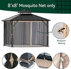 Covered Outdoor Gazebo Mosquito Netting Replacement Universal 4-Panel Sidewalls 8' x 8', Outdoor Gazebo Mosquito Nettings with Double Zipper, Replacement for Patio Canopy, Garden (Mosquito Net Only)