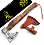 Hand Forged Viking Axe – Carbon Steel Blade with Ash Wood Handle and Leather Sheath, Camping, Hunting, Outdoor Hatchet Valhalla Ax, Medieval Axe, Authentic Norse Axe, Historical Gift for Men
