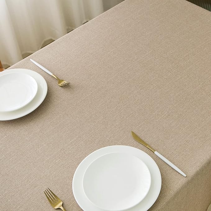 NLMUVW Linen Tablecloth for Square Tables - Burlap Textured Table Cloth Water Resistant Farmhouse Decorative Table Cover for Dining Kitchen Card, 42 x 42 Inch