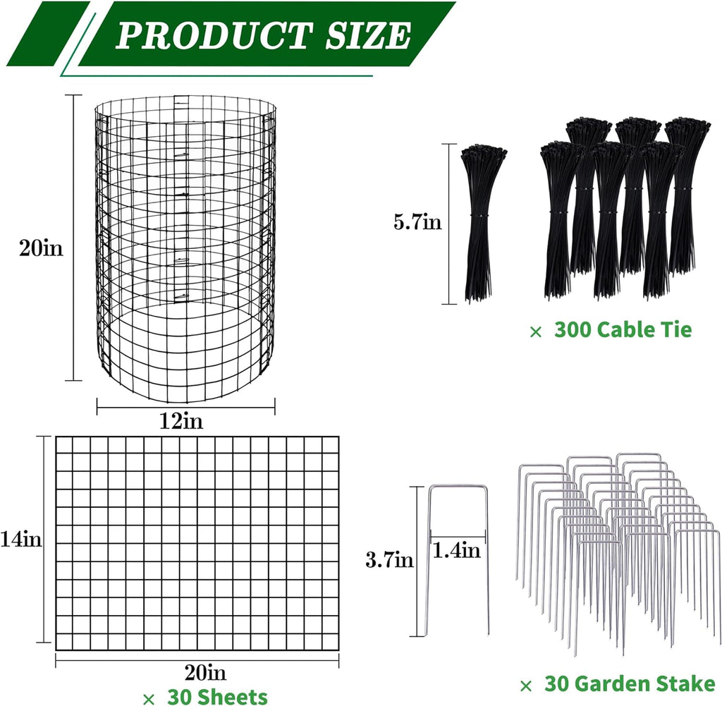 Adnee 10 Packs Wire Plant Protector from Animals - 20" H X 12" D Metal Mesh Plant Cage Covers - Sturdy Garden Bunny Barricades Chicken Wire Cloche for Plants Shrubs Vegetables Flowers