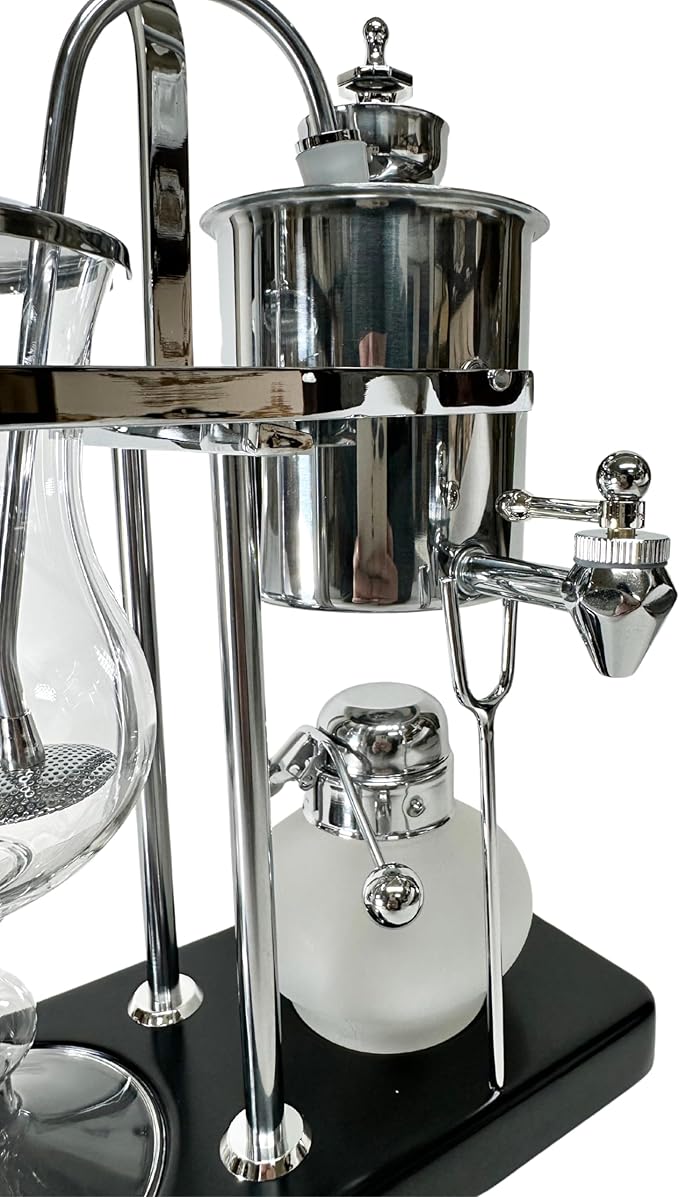 Nispira Belgium Royal Family Balance Syphon Unique Gravity Vintage Coffee Maker Vacuum Brewing System Silver 500 ml