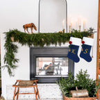 19.5" Personalized Velvet Christmas Stocking with Embroidered Initials- Fireplace Stockings, Family Holiday Xmas Party Decor (Blue S)