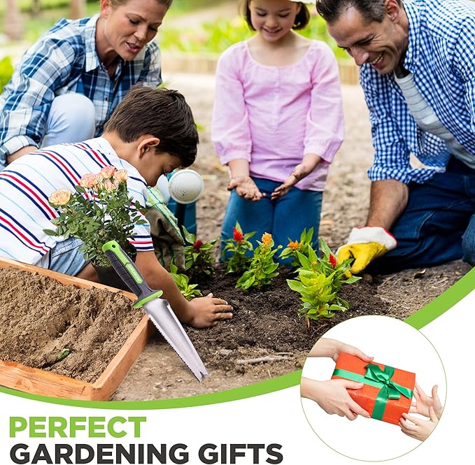 WORKPRO Hori Hori Garden Knife, Garden Tools with Oxford Sheath, 7" Stainless Steel Blade with Cutting Edge, Multi-Purpose Weed Puller tool with Hanging Hole for Planting, Weeding, Digging