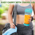 Mint Blue Portable Blender - 270W USB Rechargeable, Waterproof, 20 oz BPA Free Cup & Travel Lid for Shakes & Smoothies