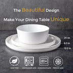 AmorArc Ceramic Dinnerware Sets for 6, Modern Flat Stoneware Plates and Bowls Sets,Chip and Crack Resistant | Dishwasher & Microwave Safe Dishes Set,Scratch Resistant- Service for 6 (18pc)-Matte White