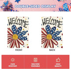 AVOIN colorlife 4th of July Patriotic Garden Flag 12x18 Inch Double Sided Outside, Memorial Day Welcome Floral Daisy Yard Outdoor Decoration