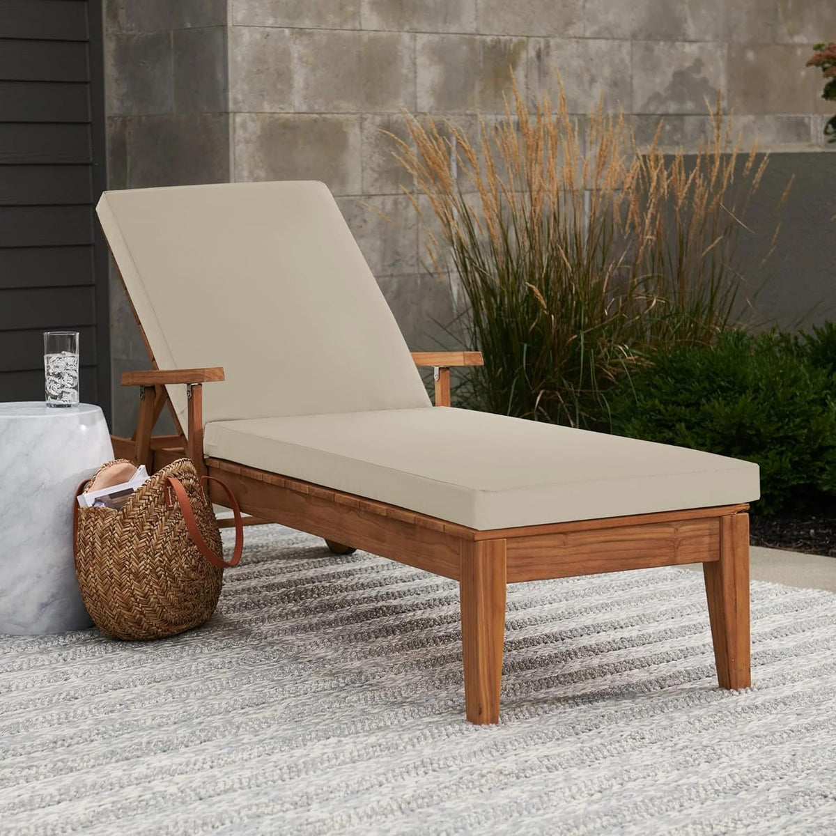 Chaise Lounge Cushions Outdoor - Waterproof and Fade Resistant Sun Lounger Replacement Cushions - Patio Lounger Pads with Removable Cover for Pool, Deck, Lawn, 80 x 26 x 3 Inch, Cream