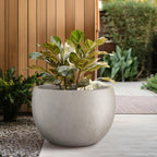 Kante 19.9" Dia Round Concrete Planter, Outdoor/Indoor Large Bowl Plant Pots with Drainage Hole and Rubber Plug for Garden Patio Balcony Home, Weathered Concrete