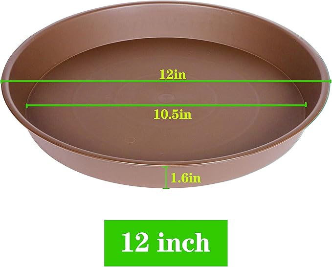 6 Pack of 12 inch Plant Saucer, Heavy Duty Plastic Plant Saucer 12 inch Round, Plant Tray for Pots, Flower Plant Saucers for Indoors, Plant Trays for Planter 10"/11"/12" (12", Chocolate)