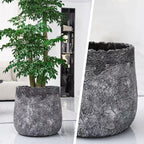 Craft flowerpots 18"+13"+9" Dia Round Concrete Planter Set of 3 Large Outdoor/Indoor Planter Pots Containers with Drainage Holes and Rubber Plug for Home Garden (Dark Gray, Large)