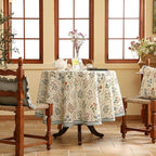 ISAENNE Designer Linen Round Tablecloth,Western Colorful Floral Indoor Table Cloth,Wrinkle Resistant Decor Tablecloths for Dining Thanksgiving Kitchen Christmas,Diameter 67"-Serenity B